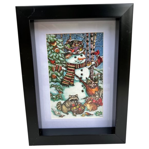 🌸6/$20🌸 Snowman Print in Black Frame - Picture 1 of 15